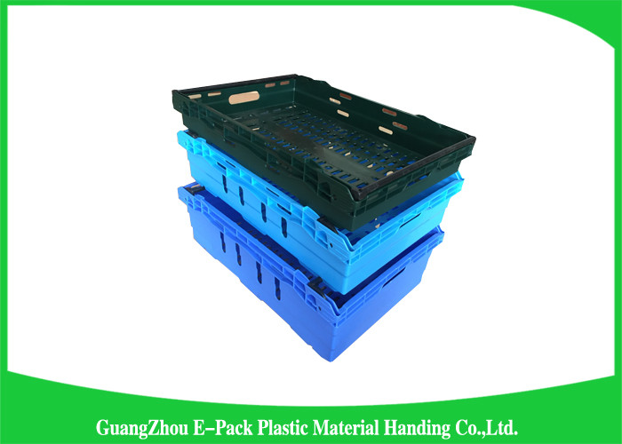 Green Vegetable Plastic Food Crates Large Vented For Cold Chain Transport