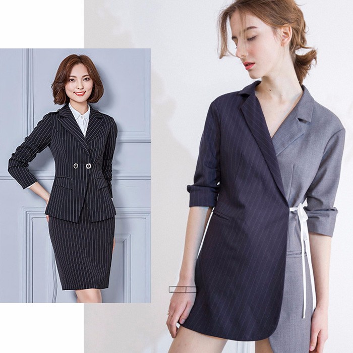 Density customized Woven Black And White Yarn Double Stripes Fabric For Suits Outfits