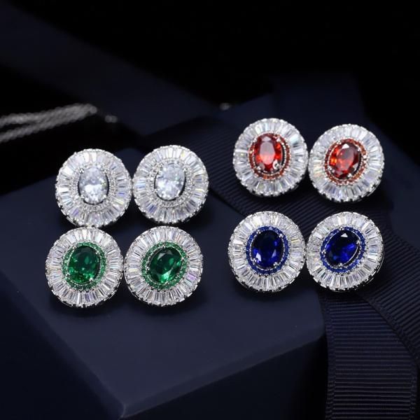 Hip Hop Zircon Diamond Earring Round Earring Simple CZ White Bling Stud Earrings