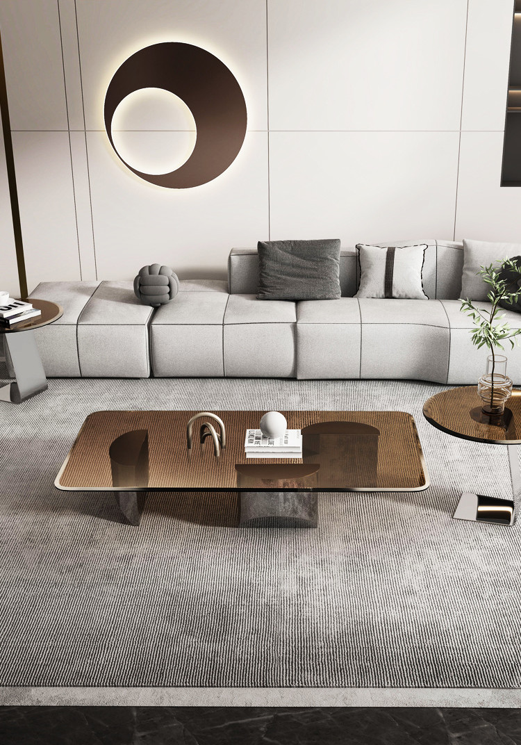 Rectangular Modern Coffee Tea Table With Glass Table Top OEM ODM