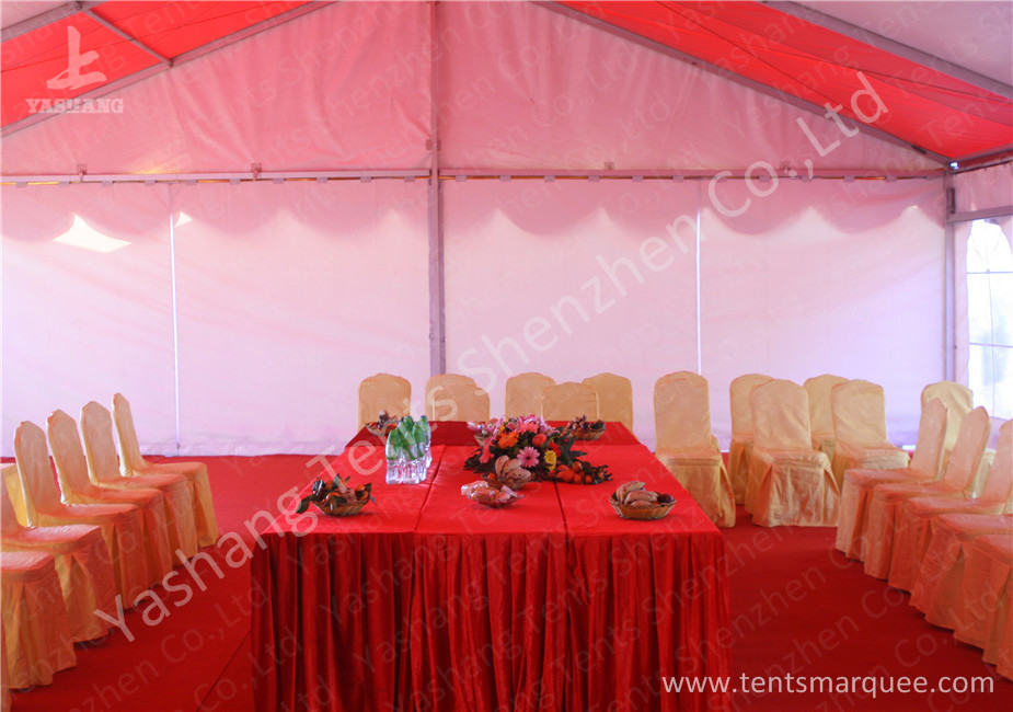 Colorful Red and White Fabric Tent Structures , PVC Party Tent Aluminum Alloy Frame