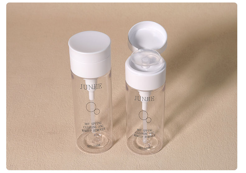 PET Cosmetic Bottle 100ml 120ml 400ml Makeup Remover Bottle With Round Flat Top