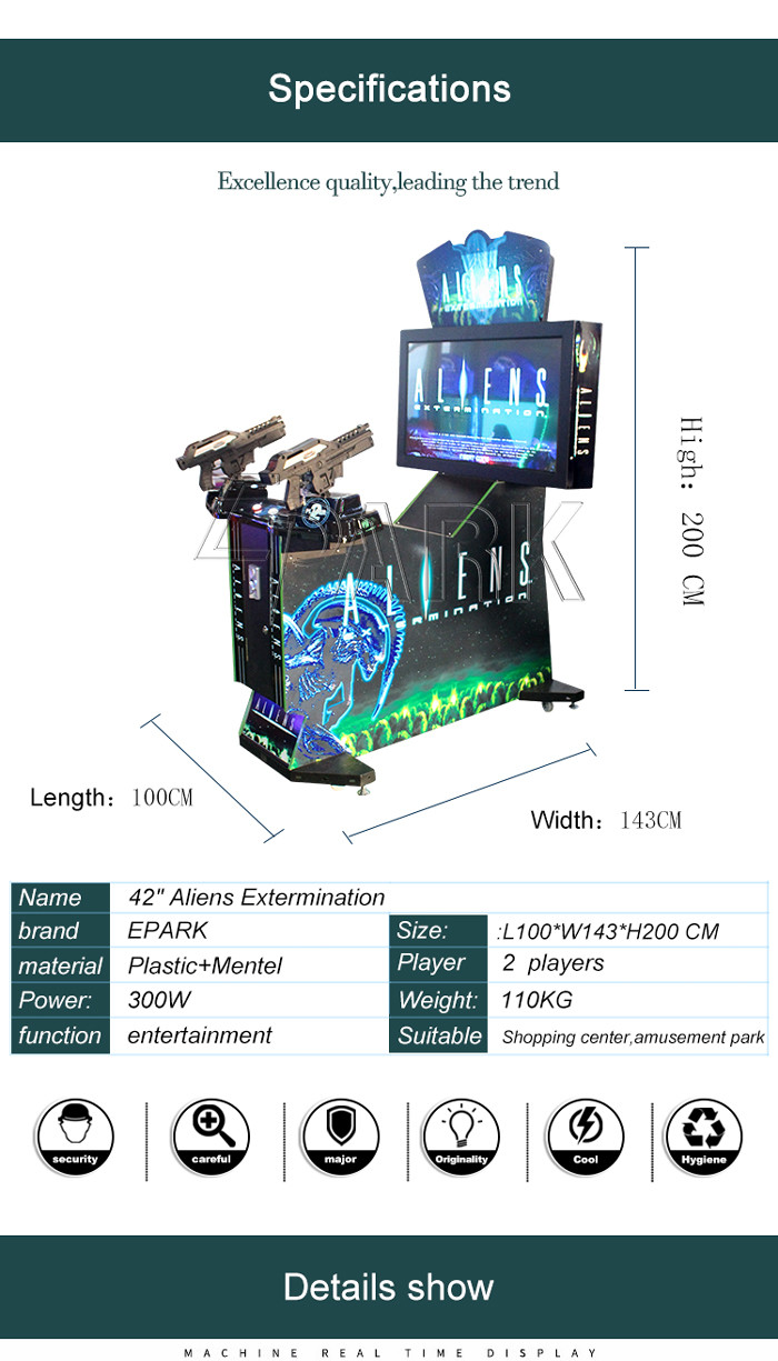 Classic Aliens Arcade Shooting Gun Video Kids Game Machine For Commercial