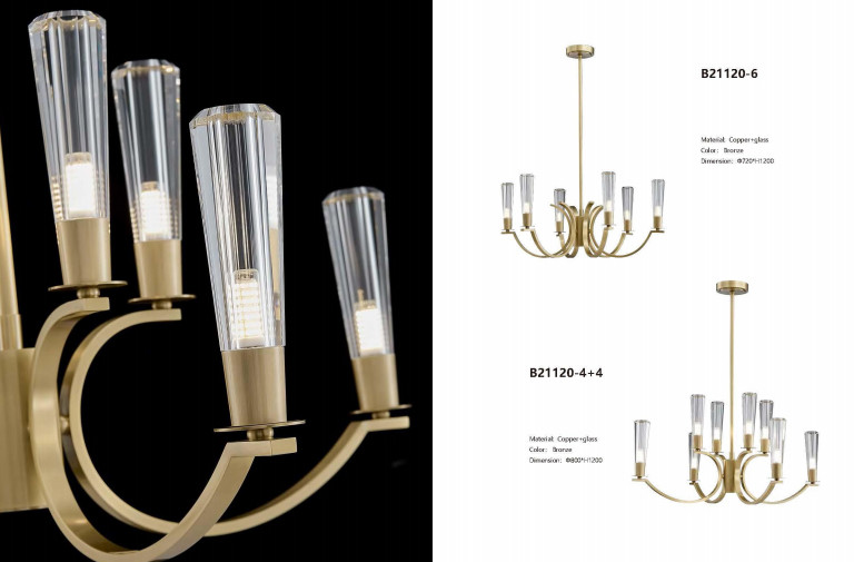 Customizable Copper Glass Chandelier Multiple Sizes Available