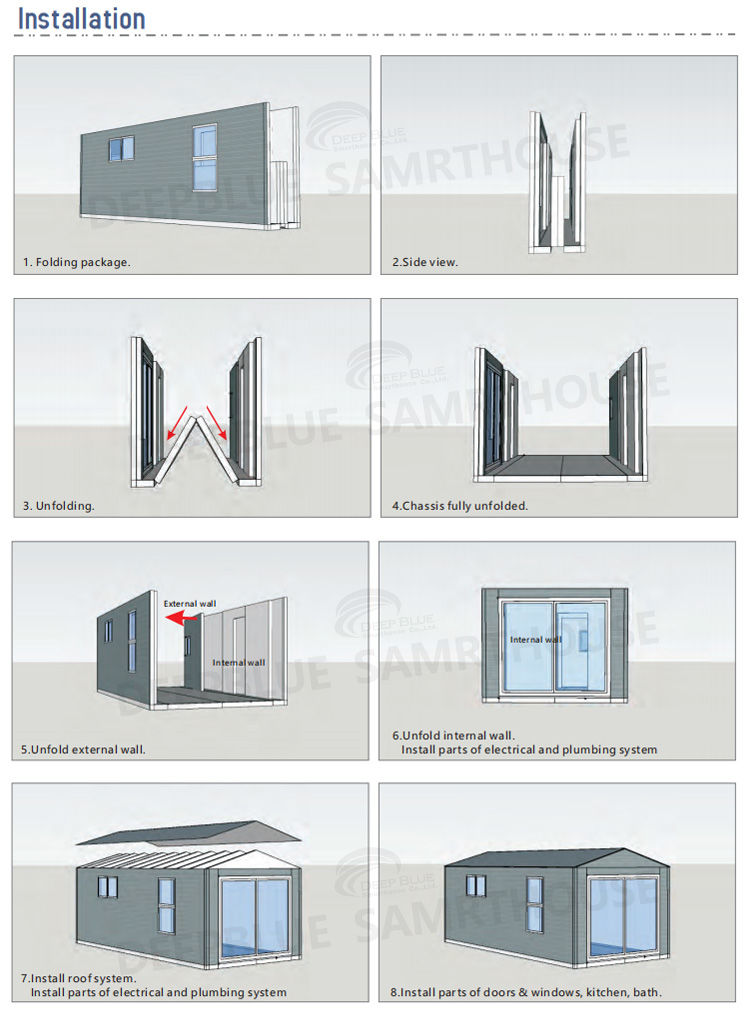 Prefab Mobile Homes Customized Light Gauge Steel Frame House Prefab Granny Flat/ADU