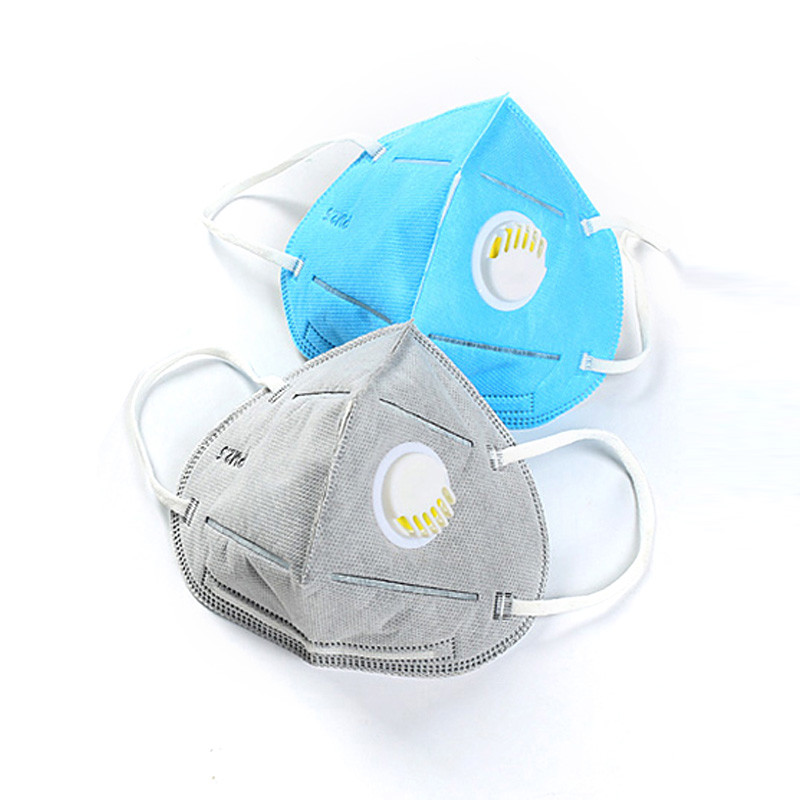 Folding KN95 Face Mask Liquid Proof With Valve Filter Non Woven Respirator