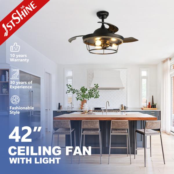 Farmhouse Industrial Flush Mount Black Ceiling Fan For Living Room Bedroom
