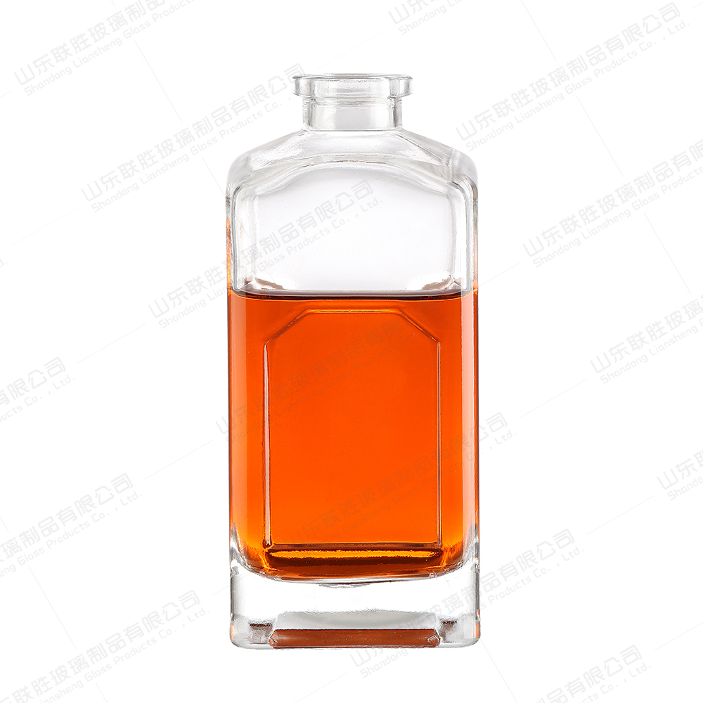 Rectangular Glass Wine Bottle with Aluminum Glass Lid Clear and Acceptable Customer's Logo