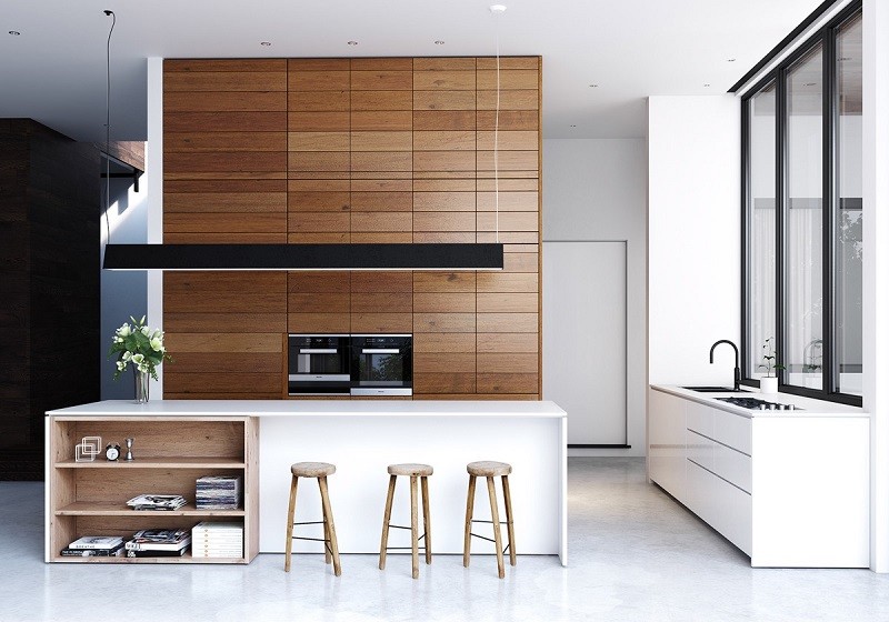 20mm Oak Modern Modular Kitchen Cabinets Muebles Cocina For Villa Use