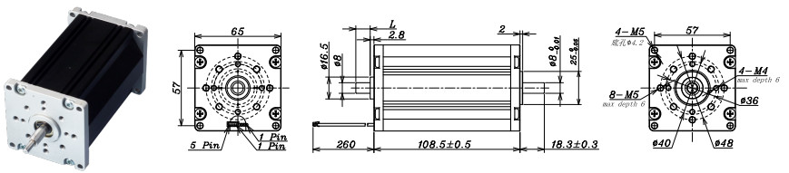 24V,40V Coreless DC Motor,nominal voltage 3450-3550rpm,108.5mm Length