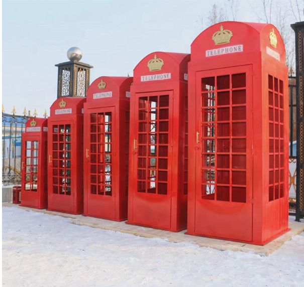 Powder Coating 240cm Plated Public Antique Phone Booths