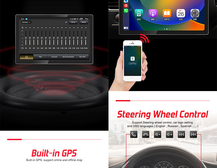 Universal Car Stereo 12.95inch QLED Screen With 4G DSP Wireless Carplay And Android Auto