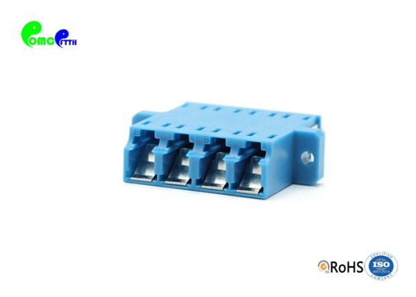 LC Female To LC Female Quad Fiber Optic Adapter With Color Blue Internal Shutter