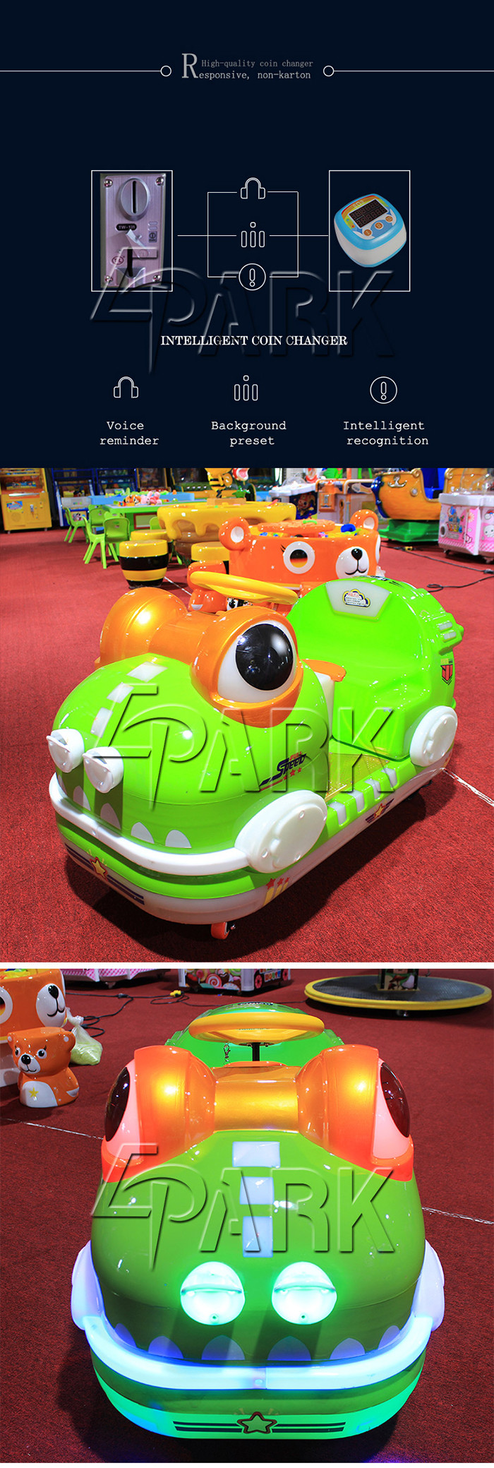Outdoor Playground Kids Ride On Car / Frog Battery Powered Bumper Cars With LED Light