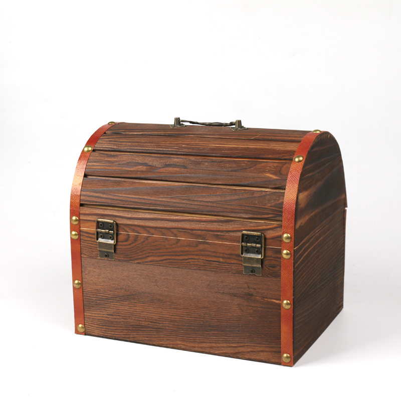 Vintage Storage Box with Lock Solid Wood Antique Box Holder with Lid Retro Decorative Holder Box for Tea