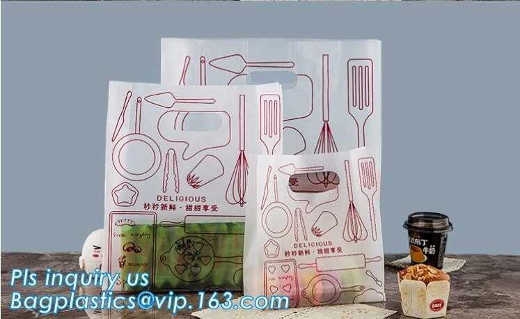 Custom Printed Stand Up Block BottomSoft Loop Handle Plastic Carrier Shopping Bag，Plastic Soft Loop Handle Bag for Shopp