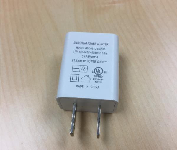 5V1A UL Listed Universal Rapid Cell Phone Charger Indoor Powerful USB Wall