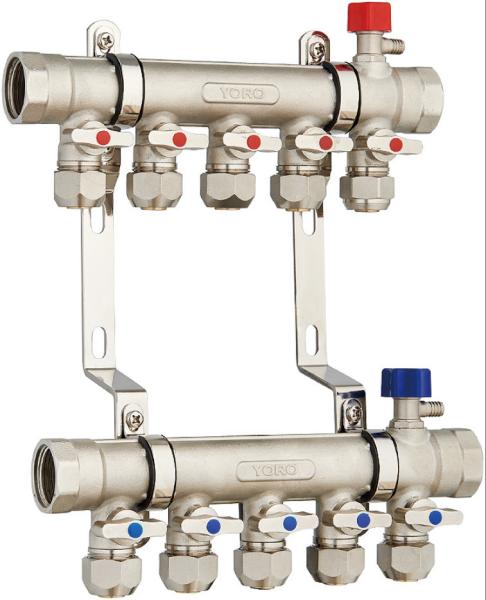6213Y Hot Forged Brass Ball Valve Water Distribution Manifolds 45mm branch