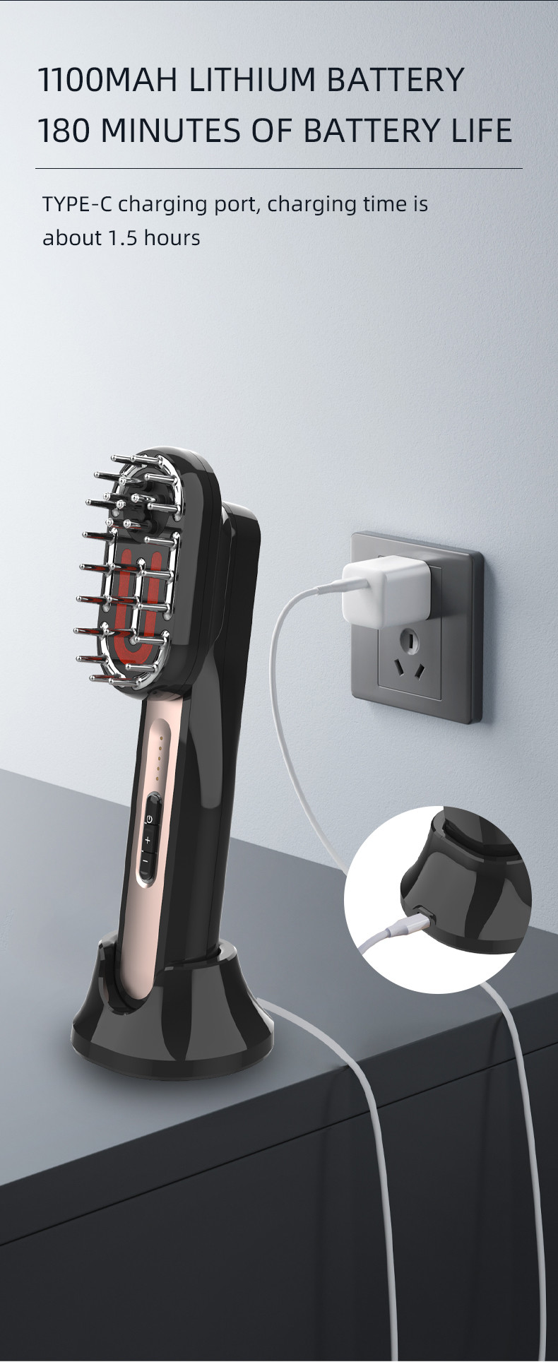 Multifunctional Electric Massage Comb Smart EMS Vibration Red Blue Light Face Body Skin Care Hair Growth