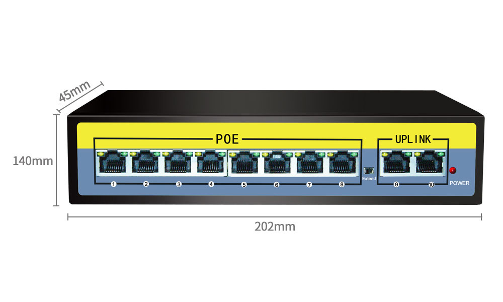 Hot 8x10/100M POE+2xUP-link IEEE802.3af/at POE Etherent switch for IP Camera/phone Network switch