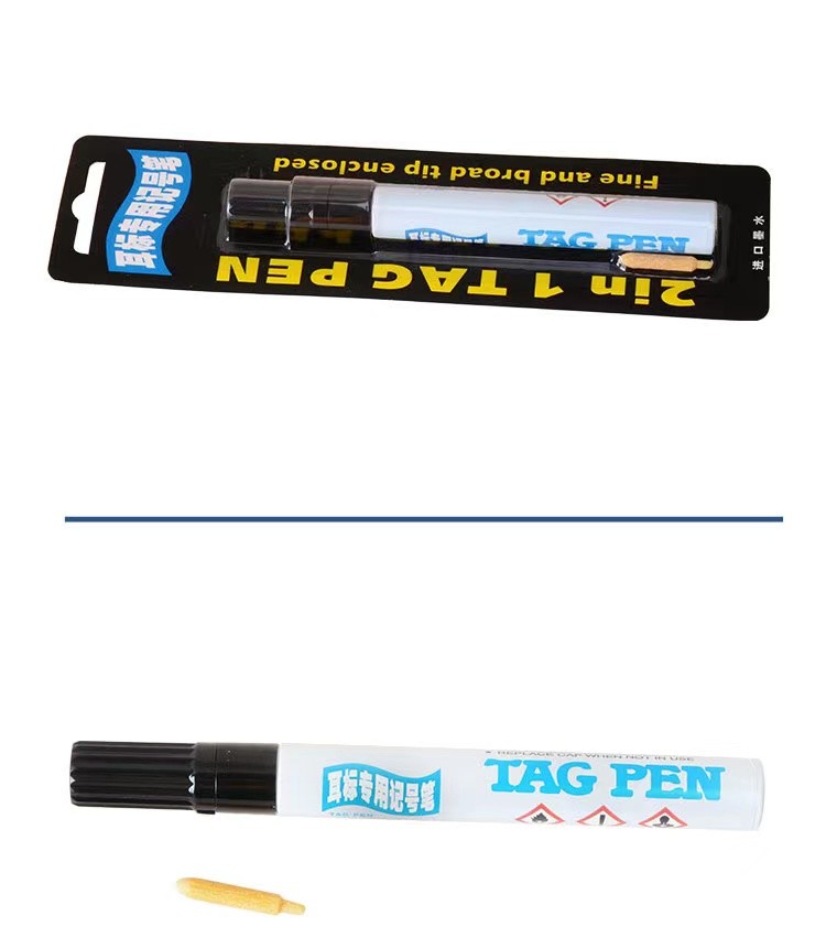 Black Ink Animal Ear Tag Marker Pen Fast Drying 14.5*15mm