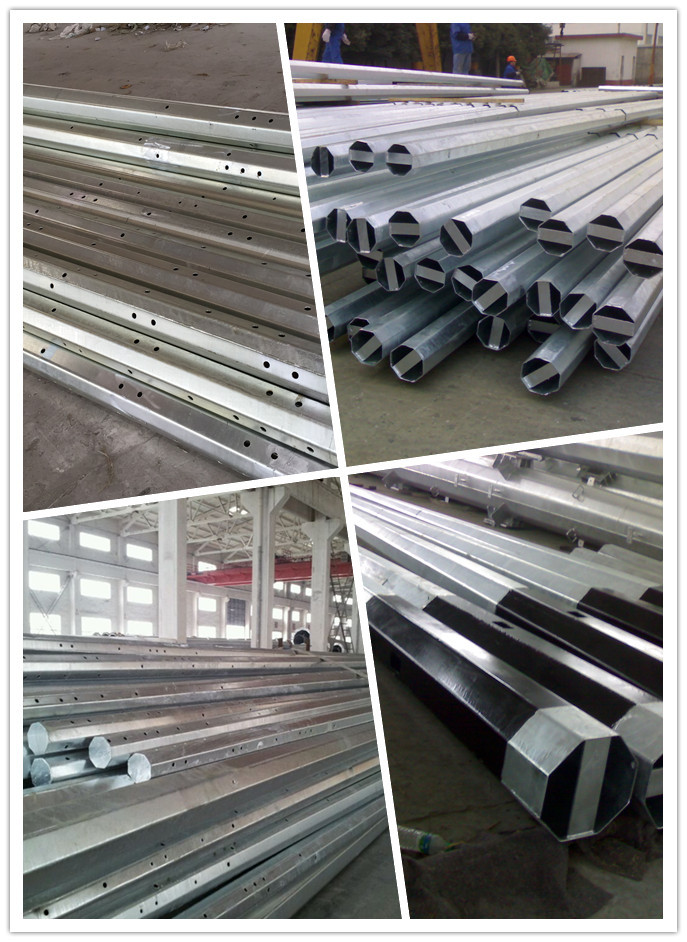 13.8 KV 69 KV Galvanized Steel Poles for Philippine Transmission