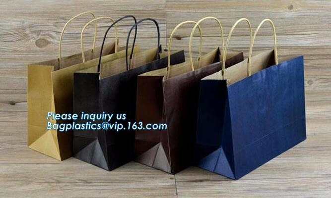 Flower carrier bag with different color customized pot plants kraft paper bag with handle,stamping logo fancy paper flow