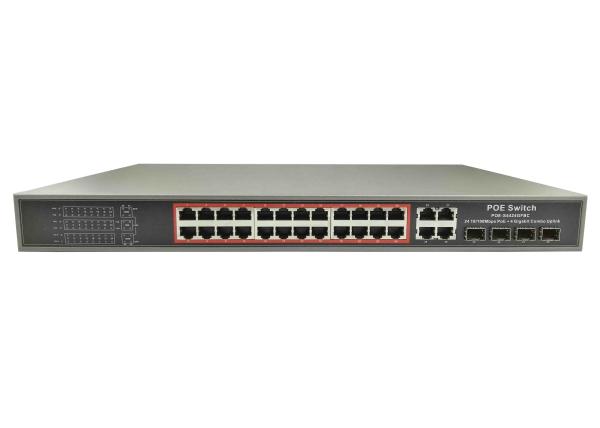 POE-S4424GFBC (24FE+4GE COMBO) 24 Port 100Mbps IEEE802.3af/at PoE Switch 350W