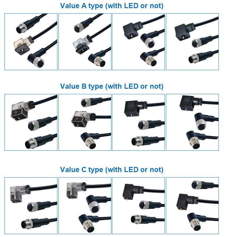 M12 Male / Female Aviation Socket 3/4/5/6/8/12/17-Core Pinhole Connector With Molded Rubber Core