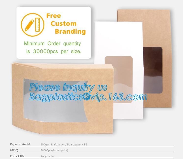 Cheap Cardboard foldable kraft paper lunch box with window,Lunch noodle fast food kraft paper box by customized logo pri