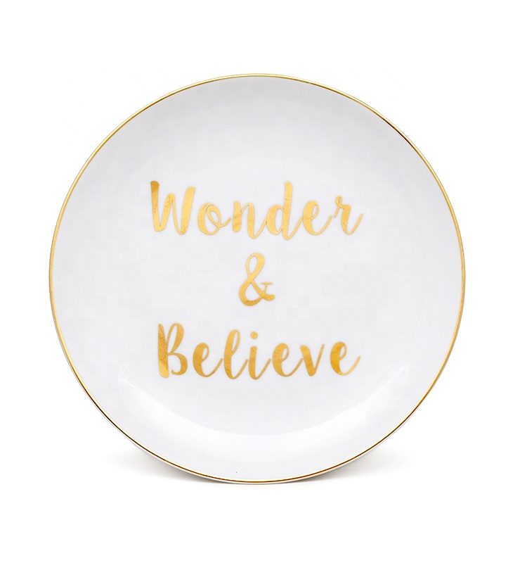 Dessert White Custom Porcelain Plates Ceramic Plate Printing Designs for Christmas