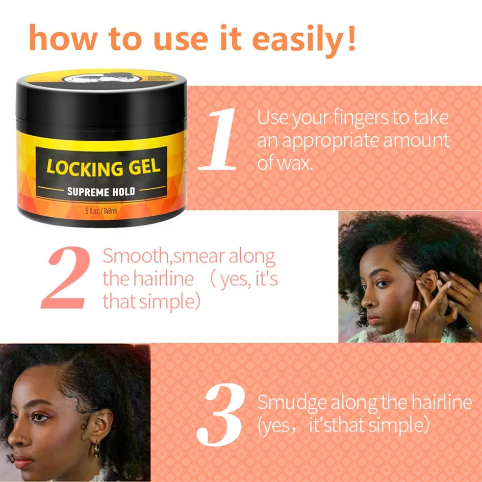 No Flake Extra Hold High Shine Braiding Edge Control Loc Gel Hair Wax Unbranded High Shine Pomade 5oz