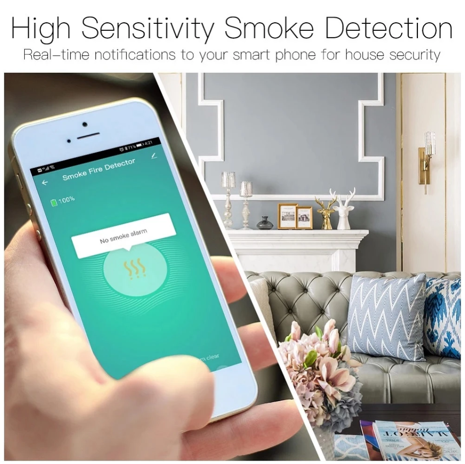 Plastic Cover Smart Alarm Smoke Zigbee Detector Tuya App Control Household Sensor