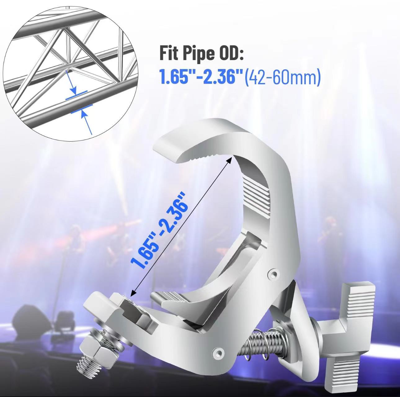 50mm-60mm Silver Aluminum Clamps Foldable Truss Clamps Corrosion Resistant
