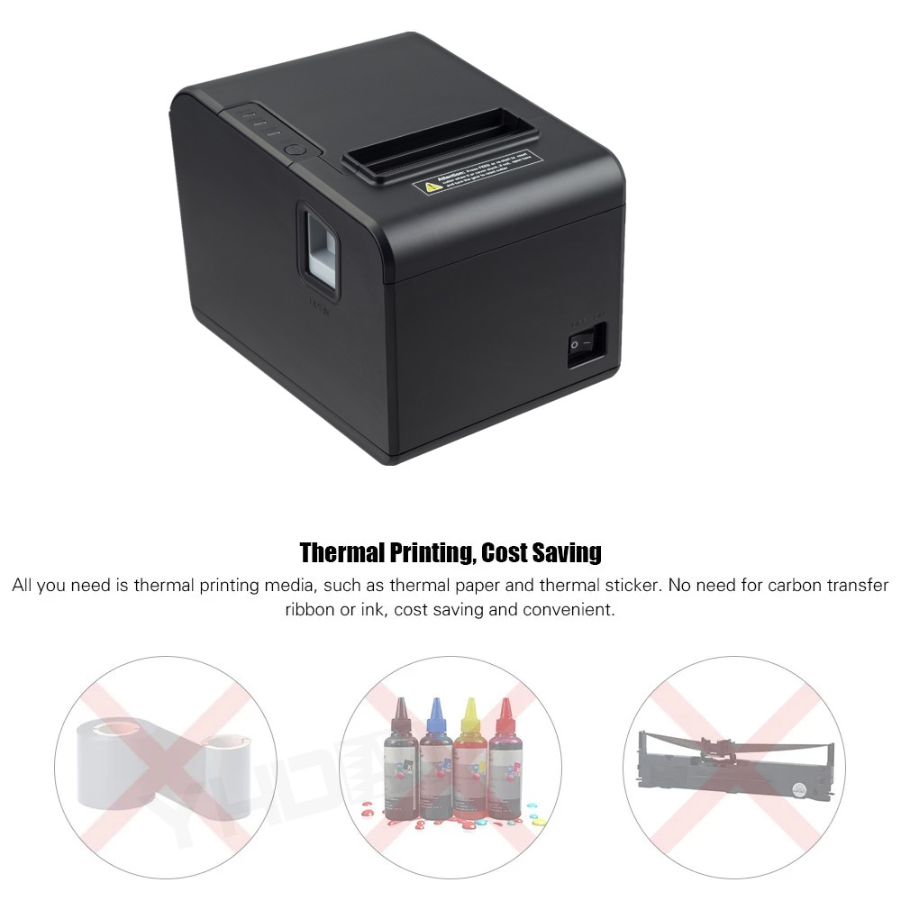 80mm 3 Inch Direct Thermal Receipt Printer 260mm/sec With Auto Cutter
