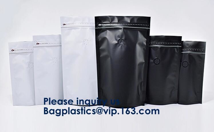 Eco Friendly High Barrier Kraft Paper Coffee Bags Valve,Flat Bottom Aluminum Foil Coffee Bag One Way Valve