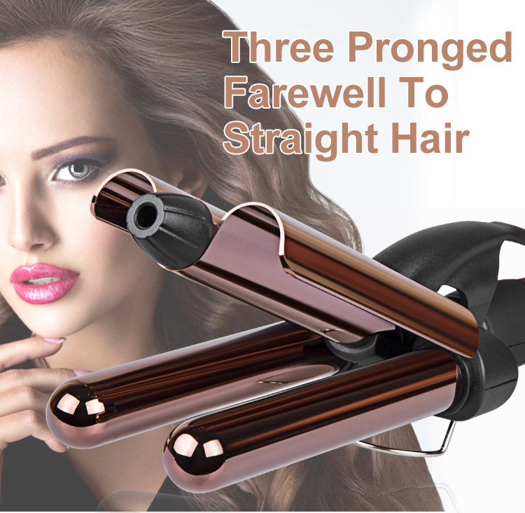 ROHS Three Barrel Hair Waver , 110-220V Professional Hair Styler