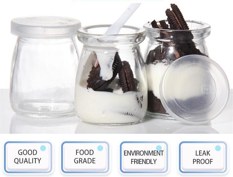 Wide Mouth Yogurt Glass Pudding Jars With Lids 100ml 150ml