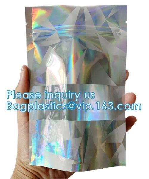 Bagease pack Recloseable Transparent Front Holographic Stand Up Pouch / Plastic