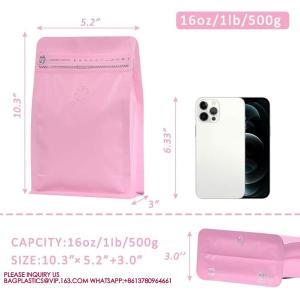 Flat Bottom Pouch with Air Release Valve and Reusable Side Zipper Kraft Paper