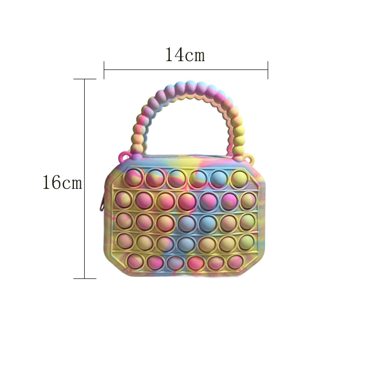 Rainbow Silicone Shoulder Bag , Kids Sensory Toys Baby Silicone Products