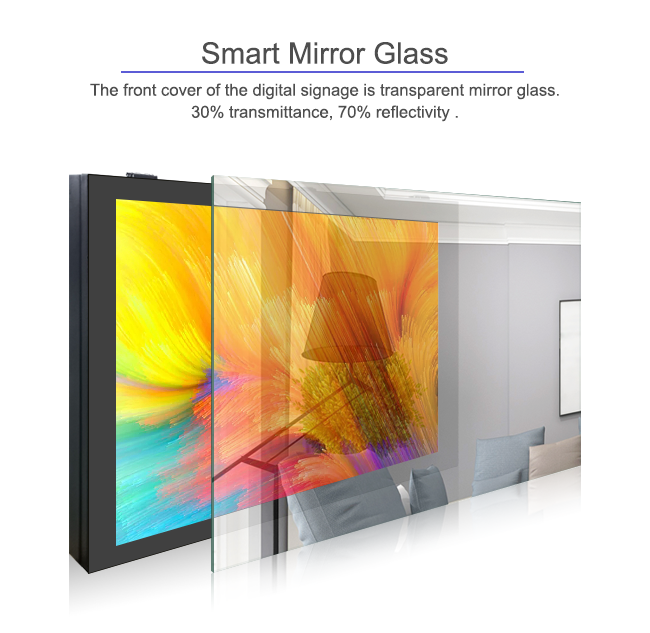Wall-mount 30% / 50% Transmittance Mirror Outdoor LCD Digital Signage Smart TV