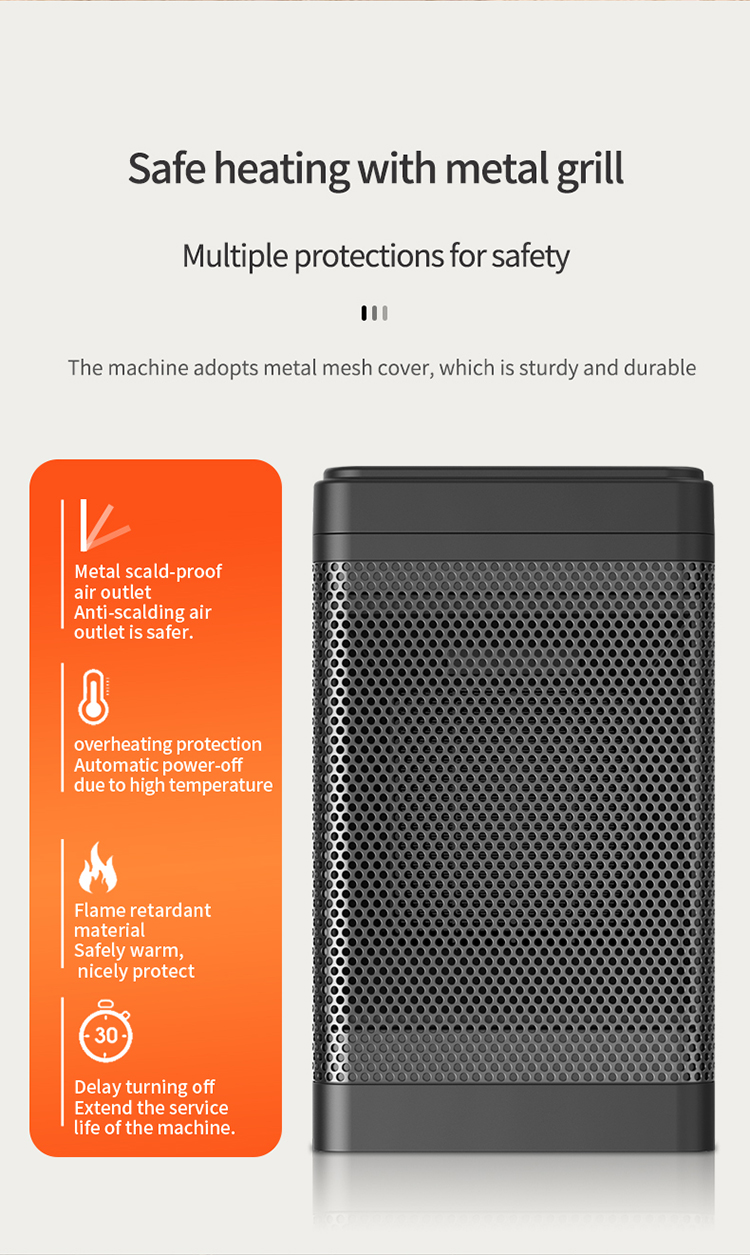 Fashion Bladeless PTC Metal Mesh Digital Touch Button Smart Remote Control Fan Heater