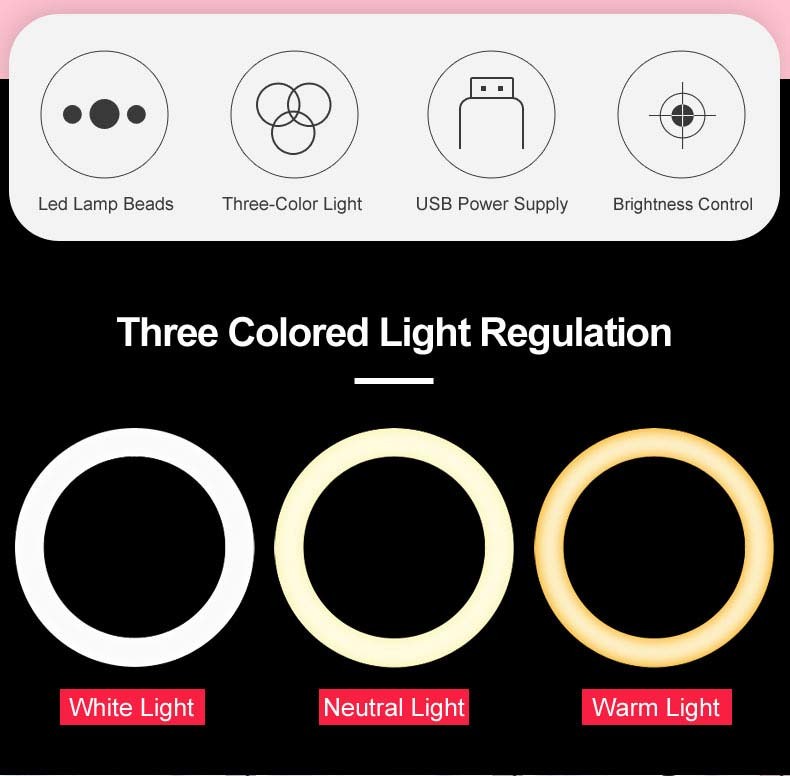 Bluetooth Touch Panel 12W 6 Inch Ring Light With Tripod
