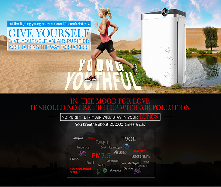 HOMEFISH HEPA UV Air Purifier With Odor Sensor 488m3/H