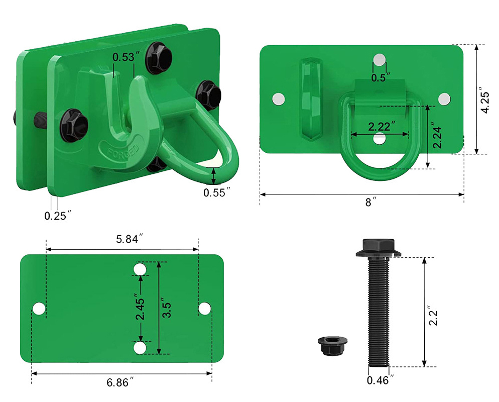 Trailer Parts Stainless Steel Tractor Bucket Hooks with Tie Down Ring