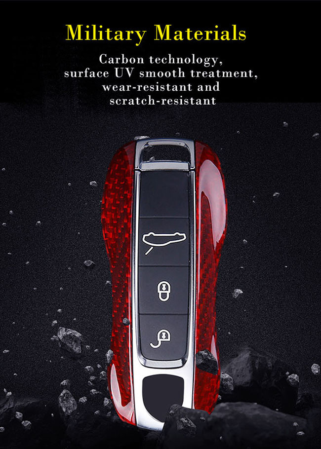 Wear Resistant Smooth Carbon Fiber Porsche Car Key Cover