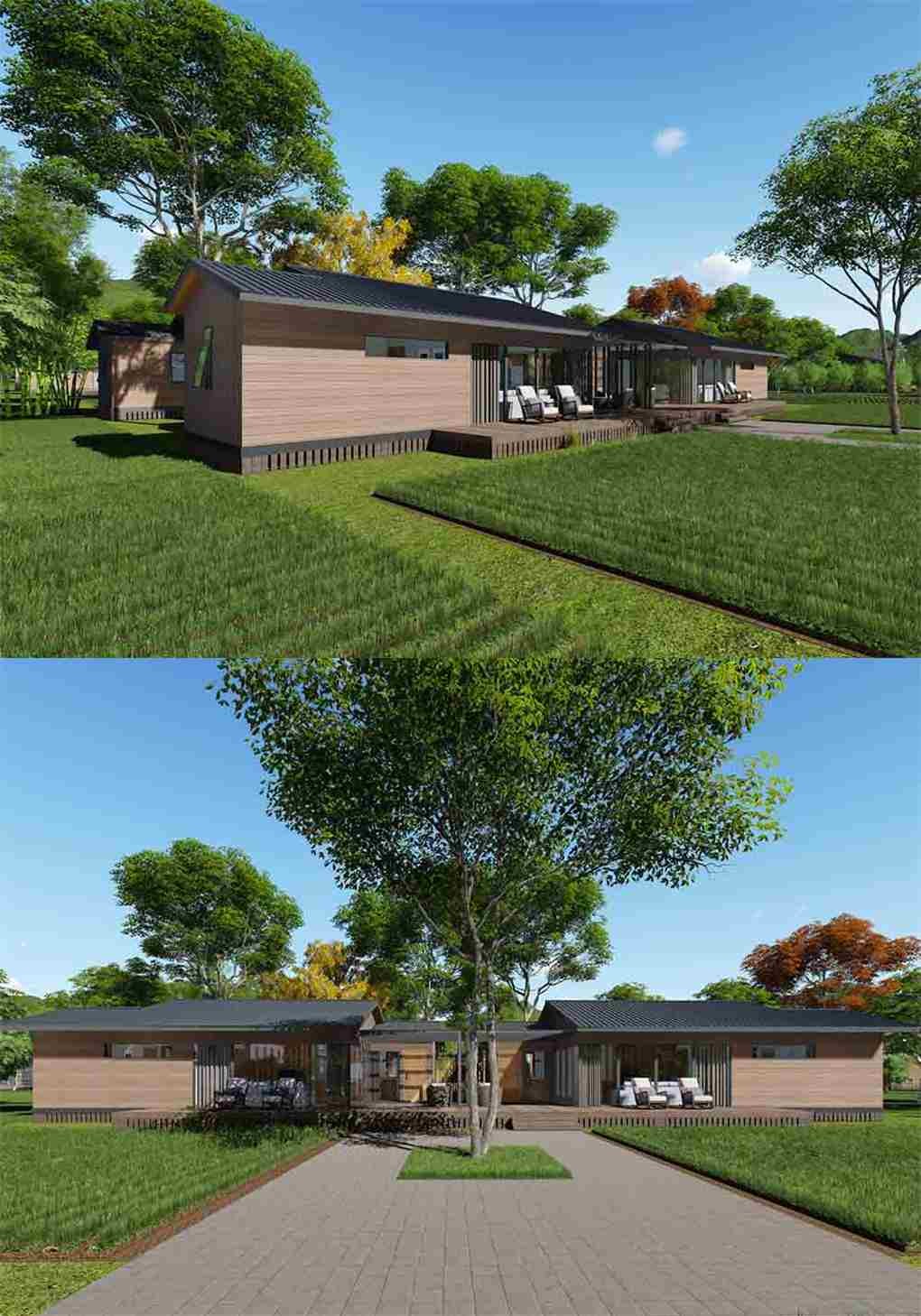 Graceful Modular Prefabricated Log Cabins , Comfortable Prefab Wooden Homes