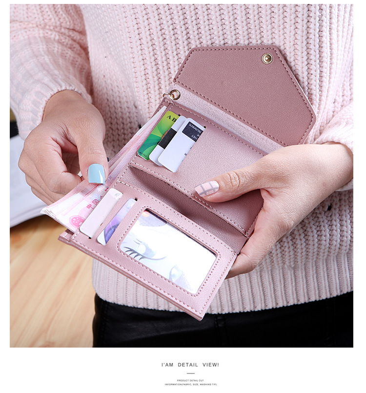 Japanese Korean Cute Little Fresh Tassels Mini Student Lady Short Wallet With Open Closure