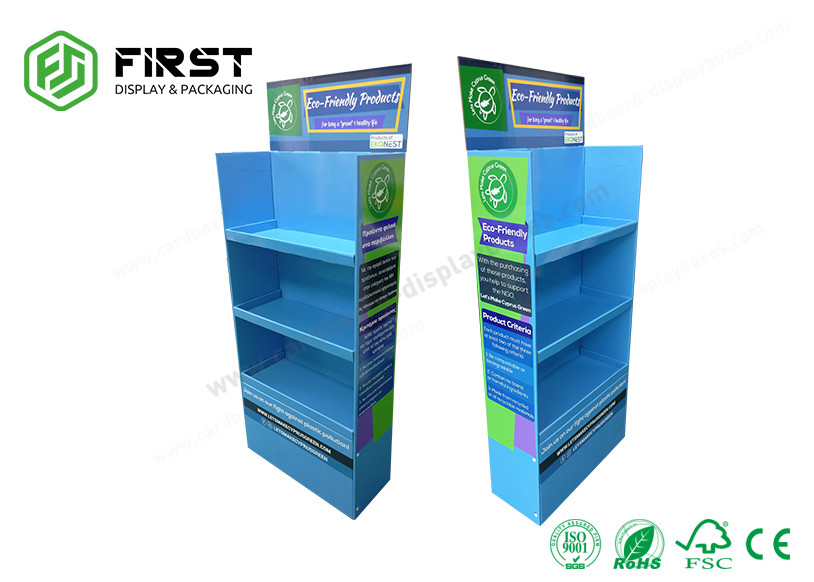 Corrugated POS Retail Stand Custom Printing Foldable Cardboard Paper Floor Display Shelf Stand